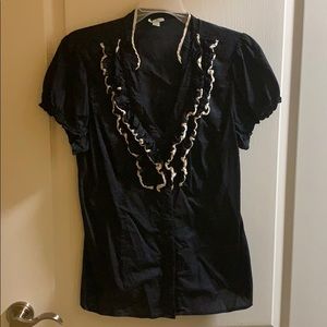 Fitted Size 12 Button Down Ruffle Shirt